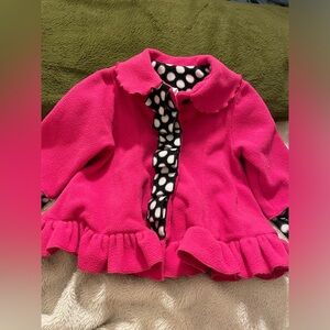 Vintage Baby Girl Fleece Ruffle and Polka Dot Jacket